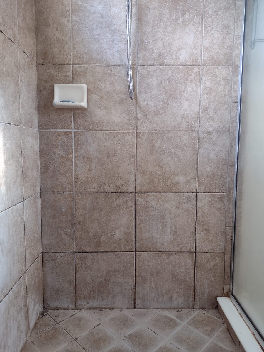 Shower tile grout before cleaning and sealing