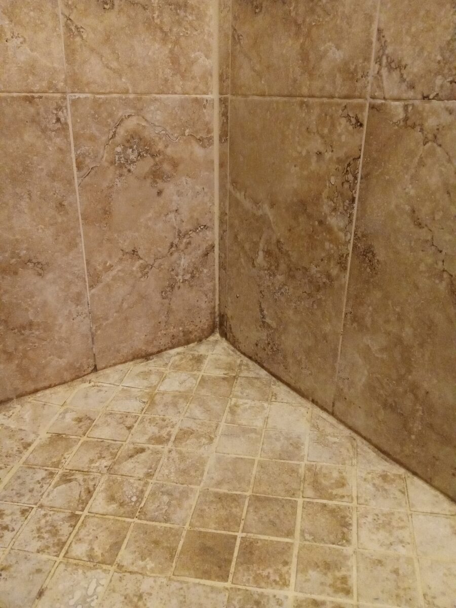 Shower grout before restoration