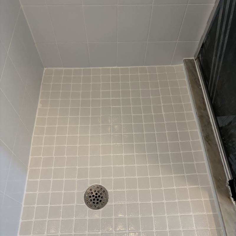 Shower floor grout after cleaning and sealing